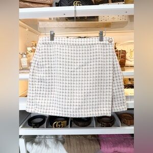 House Of Harlow Tweed Pink White Skirt Skort Pearl Embellishment Women Size M